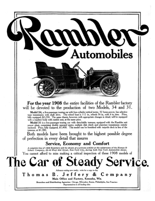 1908 Rambler Ad “For the year 1908 the entire facilities”