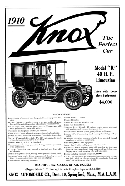 1910 Knox Ad “The perfect car”