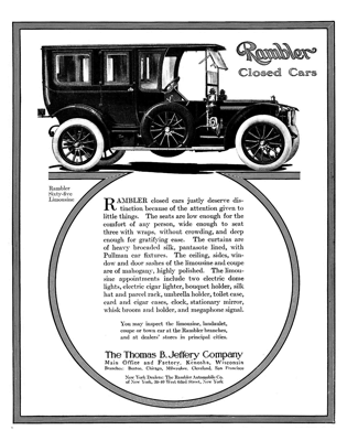 1911 Rambler Limousine Ad “Rambler closed cars”