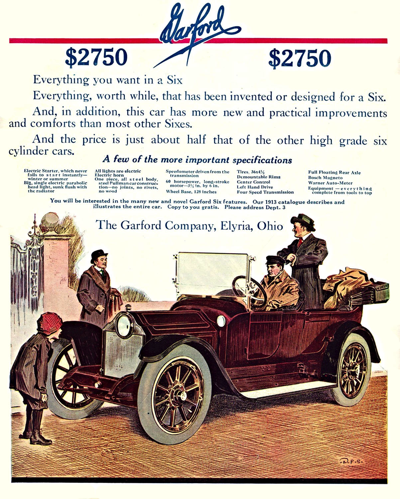 1913 Garford Six Touring Car Ad “Everything you want in a six”