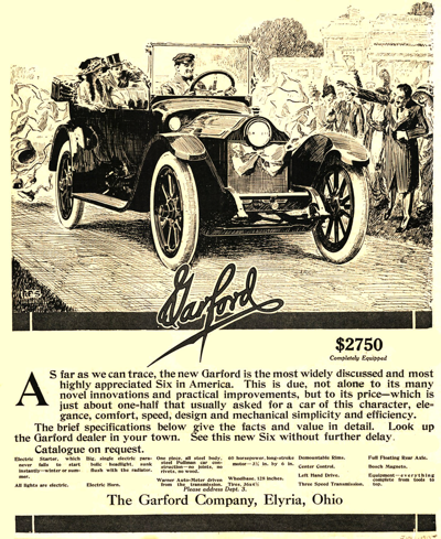 1913 Garford Six Touring Car Ad “As far as we can trace,…”