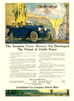 1916 Abbott-Detroit Six Touring Car Ad 1