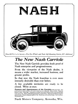 1922 Nash Ad "The New Nash Carriole"