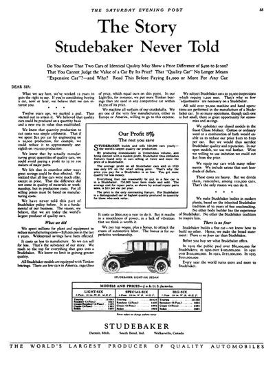 1924 Studebaker Light Six Sedan, black & white