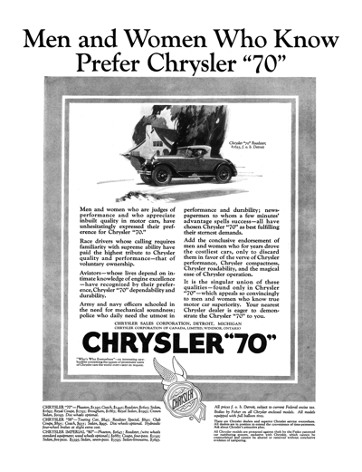 1926 Chrysler 70 Sedan ad "To all women..."