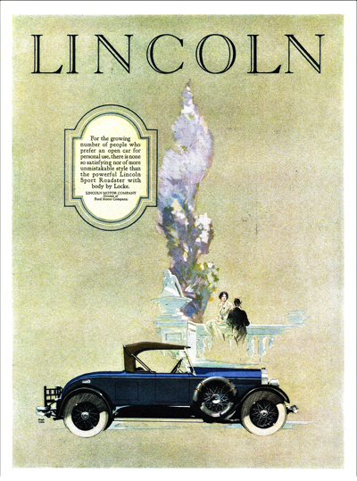 1926 Lincoln Sport Touring Ad "For the growing number of people . . ."