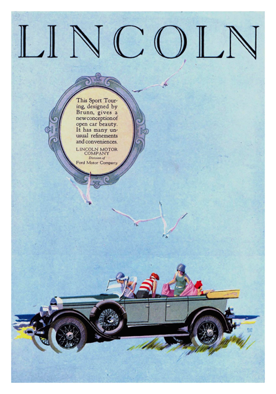 1926 Lincoln Sport Touring Ad "The Sport Touring, designed by Brunn . . ."