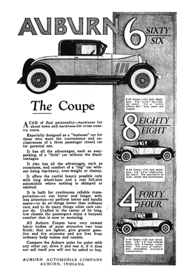 1926 Auburn Coupes Ad “The Coupe”