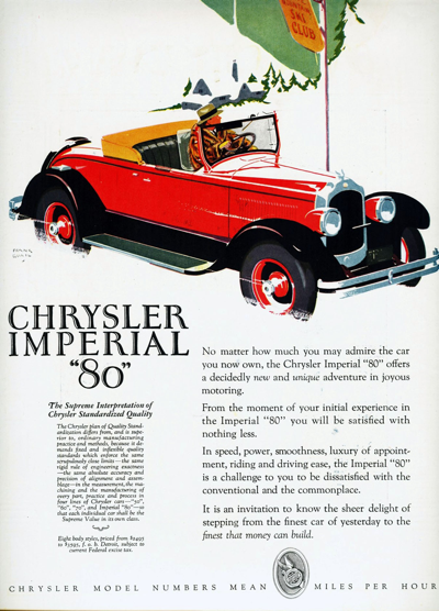 1927 Chrysler Imperial 80 Roadster Print Ad
