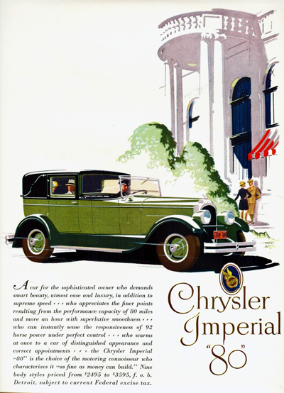 1927 Chrysler Imperial 80 Town Sedan Print Ad