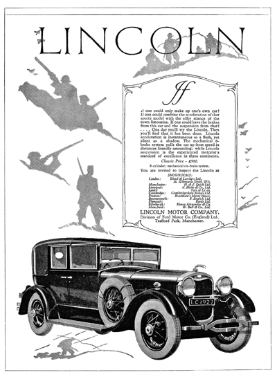 1927 Lincoln Print Ad U.K. #2