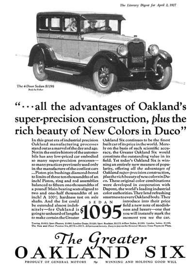 1927 OAKLAND -Ad The Literary Digest 3