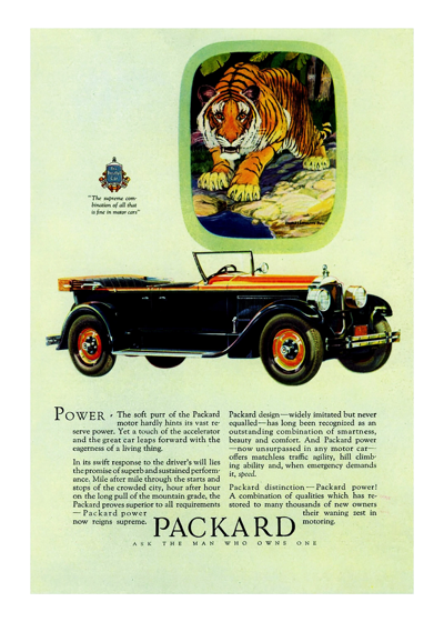 1927 Packard Eight Phaeton Ad “Power”