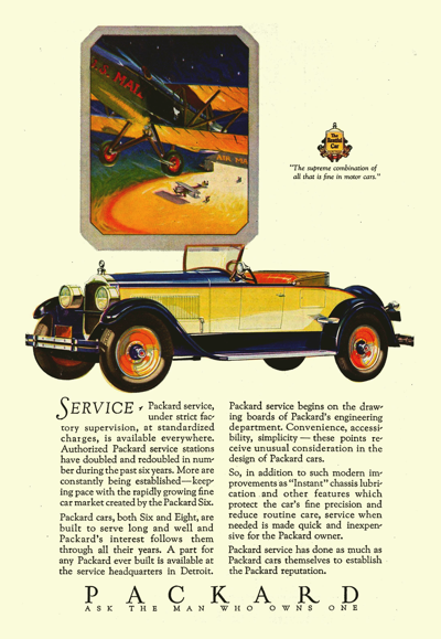 1927 Packard Eight Runabout Ad “Service”