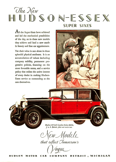 1928 Hudson-Essex Ad "The new Hudson-Essex Super Sixes"