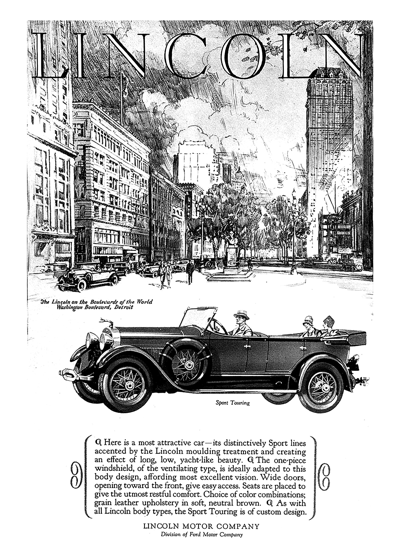 1928 Lincoln Print Ad  "On Lincoln on Washington Blvd"
