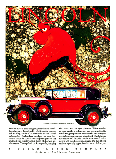 1928 Lincoln Ad "Lincoln Convertible Sedan - by Dietrich"