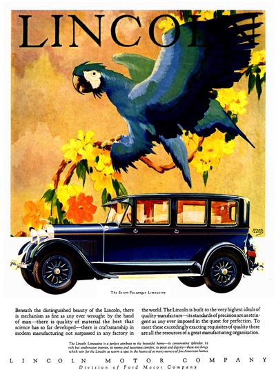 1928 Lincoln Print Ad "Seven Passenger Limousine"