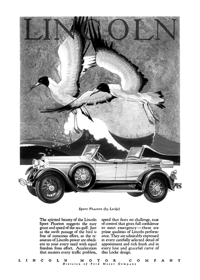 1928 Lincoln Ad "Sport Phaeton by Locke"