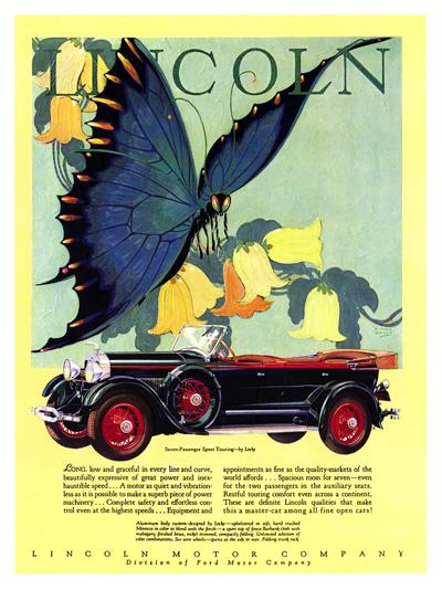 1928 Lincoln Ad "Seven Passenger Sport Touring by Locke"