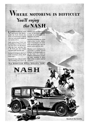 1928 Nash Ad "Where motoring"