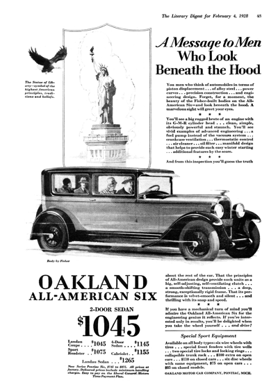 1928 Oakland 2-door Sedan, A Message to Men