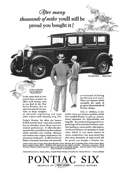 1928 Pontiac 4-door Sedan, BW Print Ad