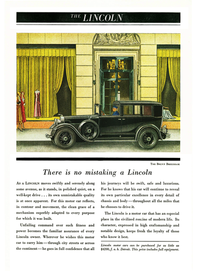 1930 Lincoln Model L Ad "There is no mistaking a Lincoln"