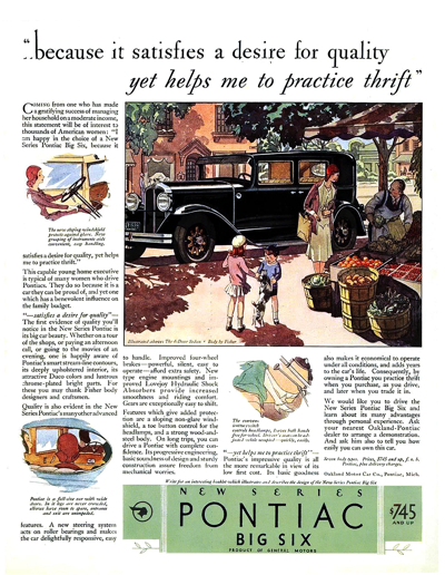 1930 Pontiac 4-door Sedan Ad "... because it satisfies a desire for quality"