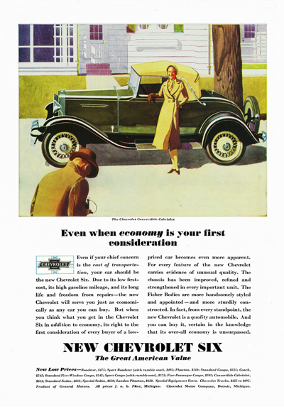 1931 Chevrolet Ad “Even when economy is your first consideration”