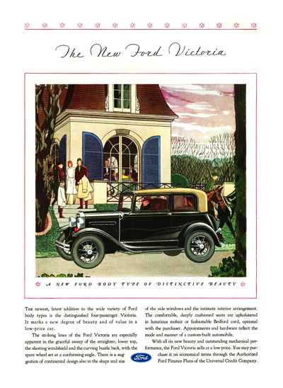 1931 Ford Model A Victoria Coupe Ad "The New Ford Victoria"