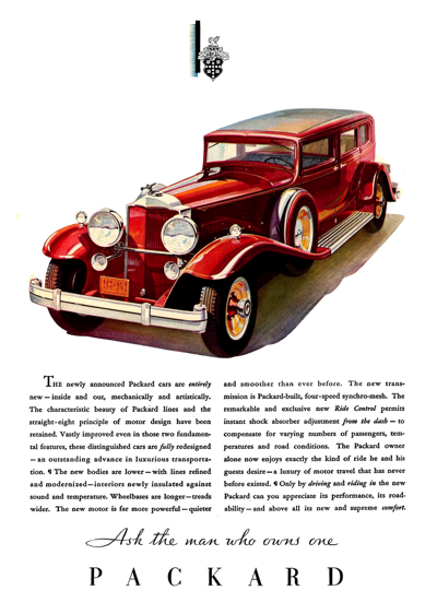 1931 Packard Ad “The Newly Announced Packards”