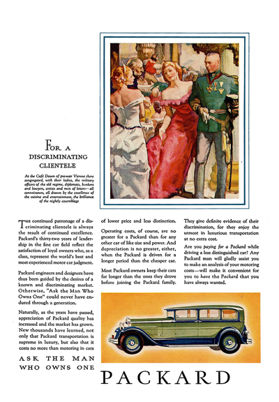 1931 Packard Standard Eight 5 Passenger Sedan Ad “The continued patronage”