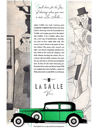 1932 La Salle ad #1 "You'll drive for the joy..."