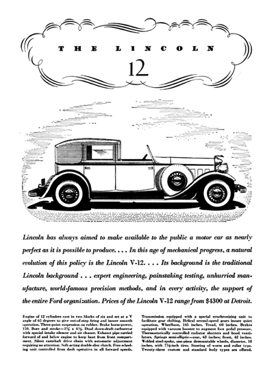 1932 Lincoln KB Ad "Lincoln has always aimed . . ."