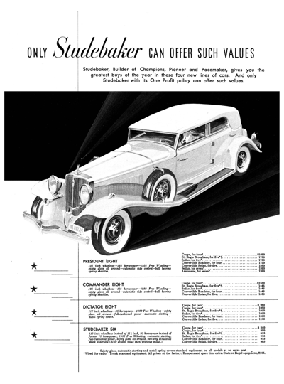 1932 Studebaker Ad “Only Studebaker can offer such values”