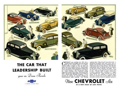 Chevrolet Full Line Ad "The car that leadership built goes on dress parade"