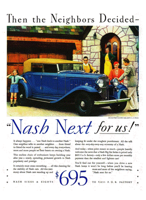 1933 Nash Advanced Eight Ad "Nash Next for us!"