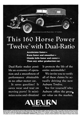 1933 Auburn Ad “This 160 HP Twelve . .