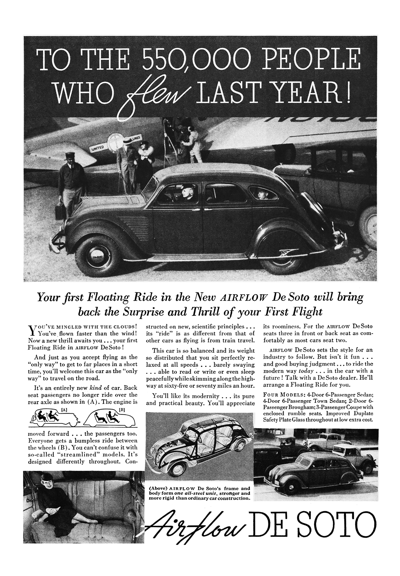 1934 DeSoto Airflow Ad "To the 550,000 people who flew last year"