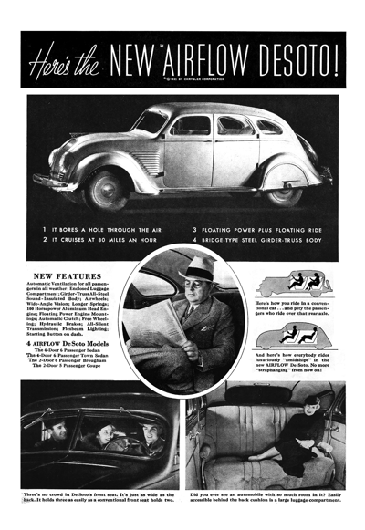 1934 DeSoto Airflow Ad "Here's the New Airflow DeSoto!"