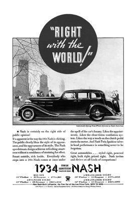 1934 Nash Ad “Right with the world!”