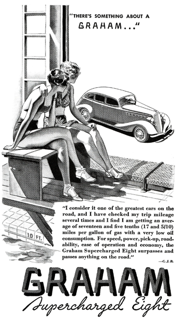 1935 Graham Supercharged Eight Print Ad "There's something about a Graham"