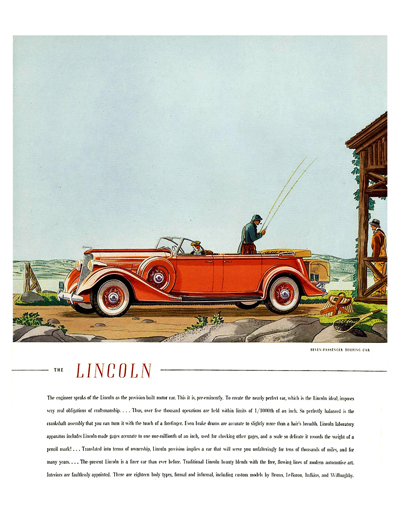 1935 Lincoln Ad “The engineer speaks of the Lincoln as a provision-built motor car.”