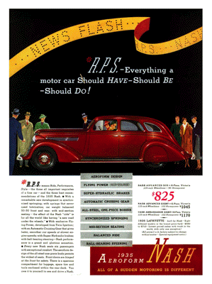 1935 Nash Ambassador Ad "News Flash: RPS"