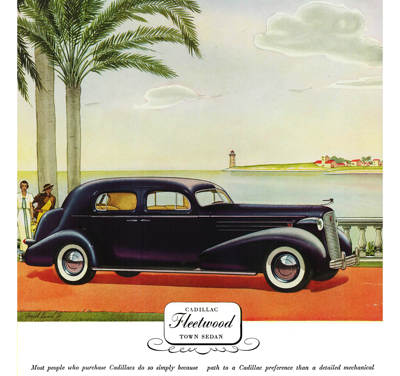 1936 Cadillac Fleetwood Bodied Town Sedan Ad “Most people purchase Cadillacs simply because they are Cadillacs”