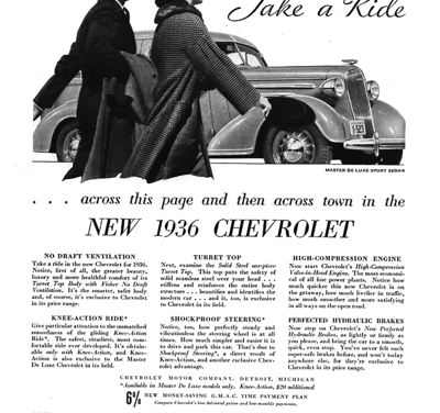 1936 Chevrolet Ad “Take a Ride”