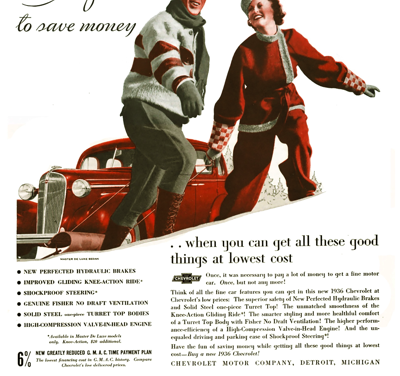 1936 Chevrolet Ad “It’s fun to save money”