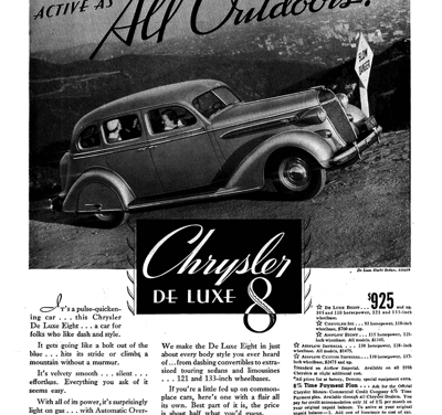 1936 Chrysler Ad “Active as all outdoors!”