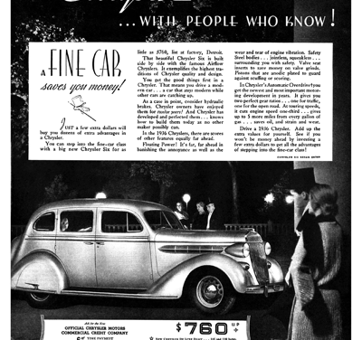 1936 Chrysler Ad “It’s Chrysler . . . with people who know!